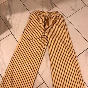 SHEIN Yellow and Black Striped Straight Leg Pants